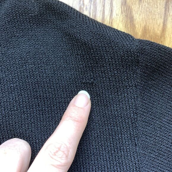 Vintage ST JOHN SPORT Marie Gray CLASSIC BLACK Full Zip WOOL KNIT SWEATER Petite - Picture 9 of 10